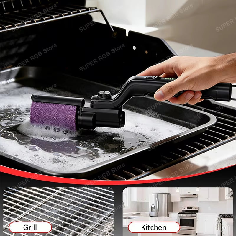 Electric Grill Cleaning Brush Rotary BBQ Cleaner Tool 3-Speed 2600Mah Cordless Rechargeable Adjustable Angle Gifts for Men/Dad